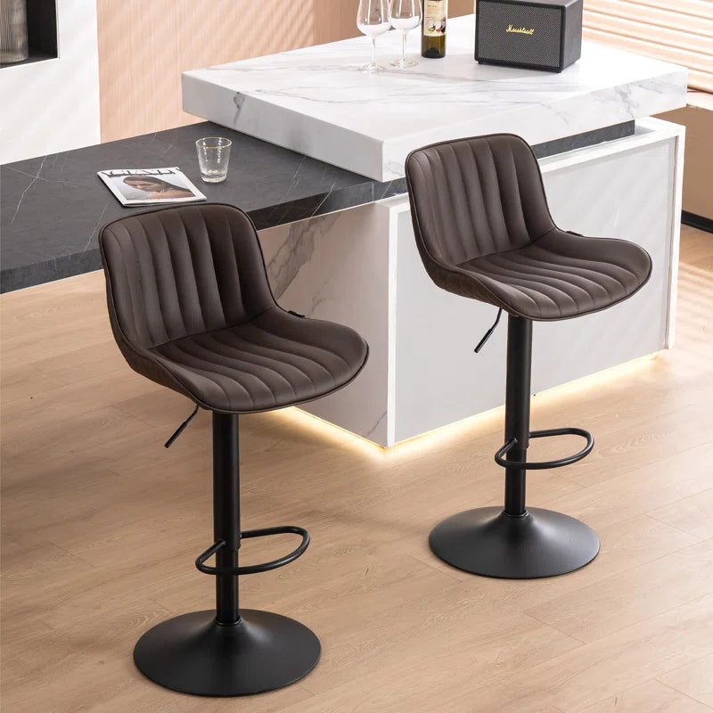 Brinitta Modern Swivel Adjustable Height Bar Stools, Leather Barstools Kitchen Island Counter Stool