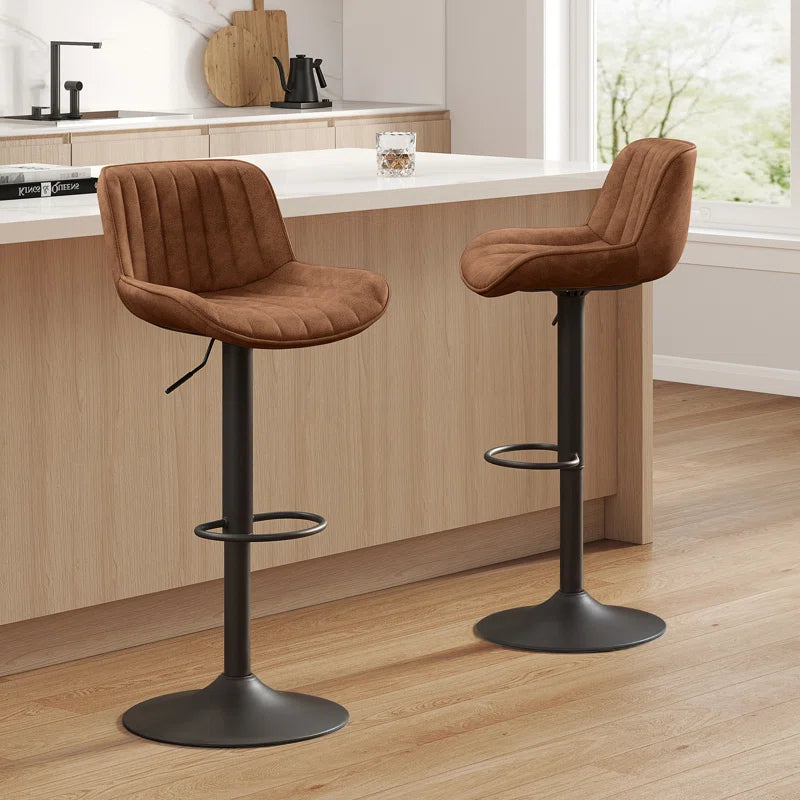 Almeida Swivel Upholstered Adjustable Height Bar & Counter Stool with Metal Frame