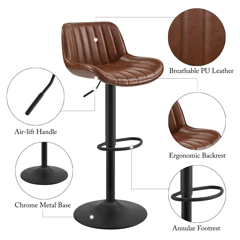 Almeida Swivel Upholstered Adjustable Height Bar & Counter Stool with Metal Frame
