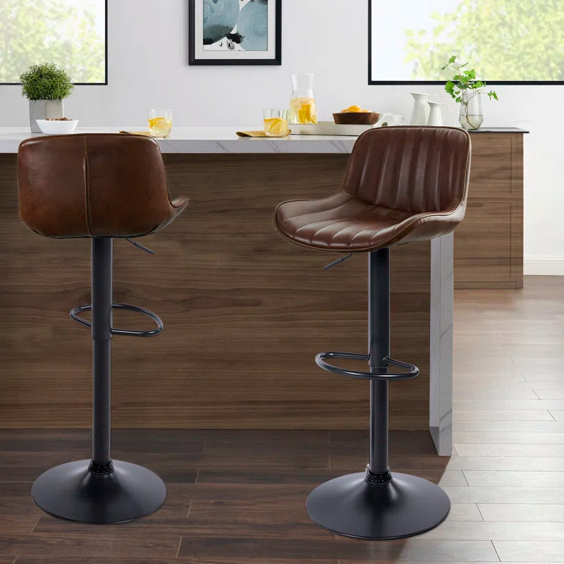 Almeida Swivel Upholstered Adjustable Height Bar & Counter Stool with Metal Frame