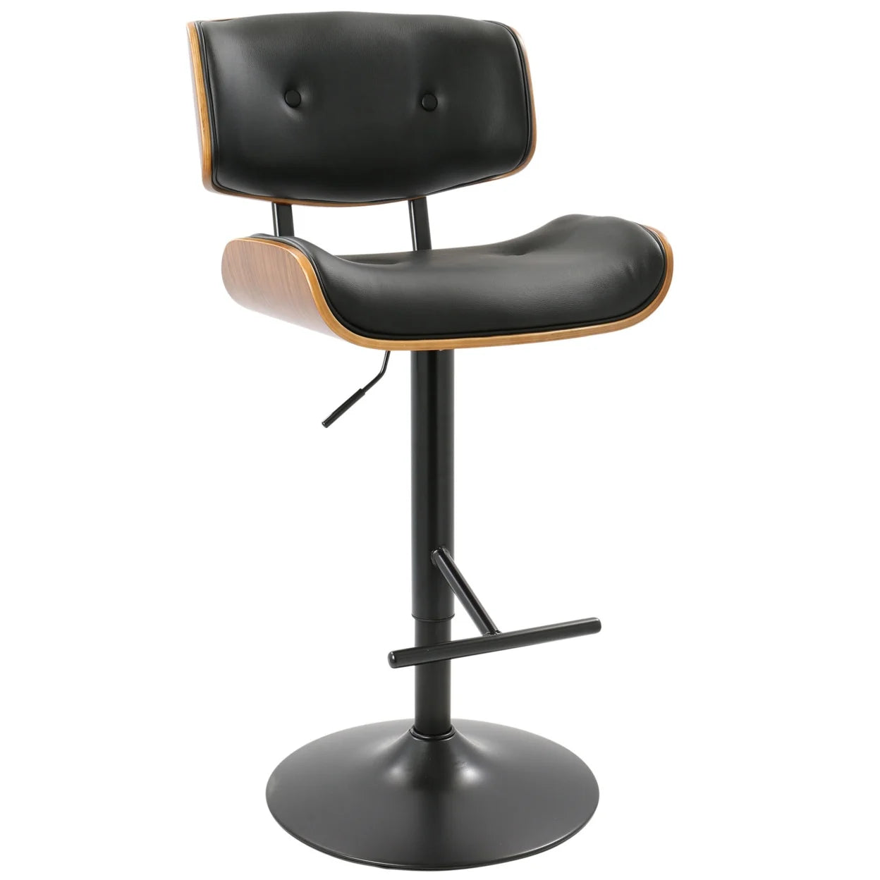 Walnut, Black Lombardi Barstool