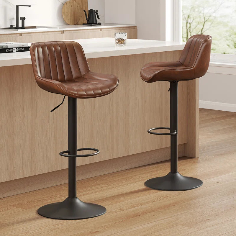 Almeida Swivel Upholstered Adjustable Height Bar & Counter Stool with Metal Frame