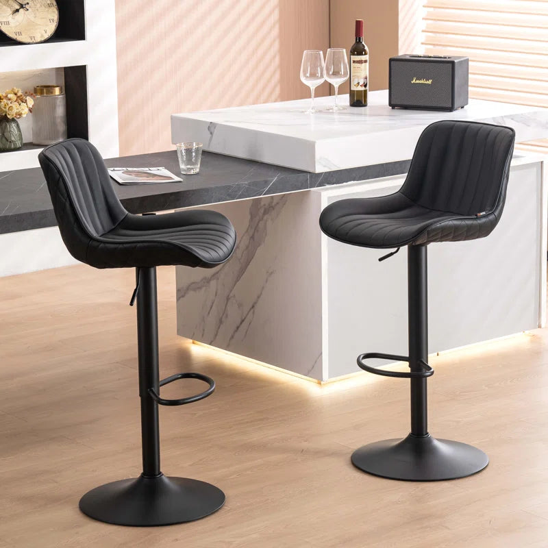 Brinitta Modern Swivel Adjustable Height Bar Stools, Leather Barstools Kitchen Island Counter Stool
