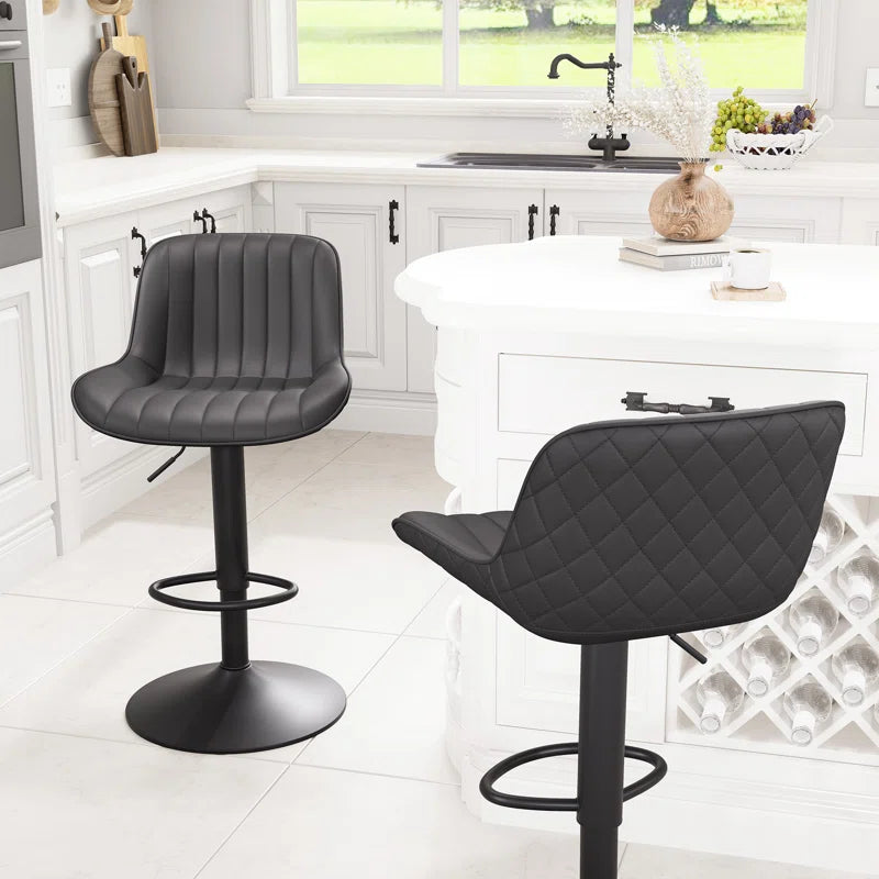 Brinitta Modern Swivel Adjustable Height Bar Stools, Leather Barstools Kitchen Island Counter Stool