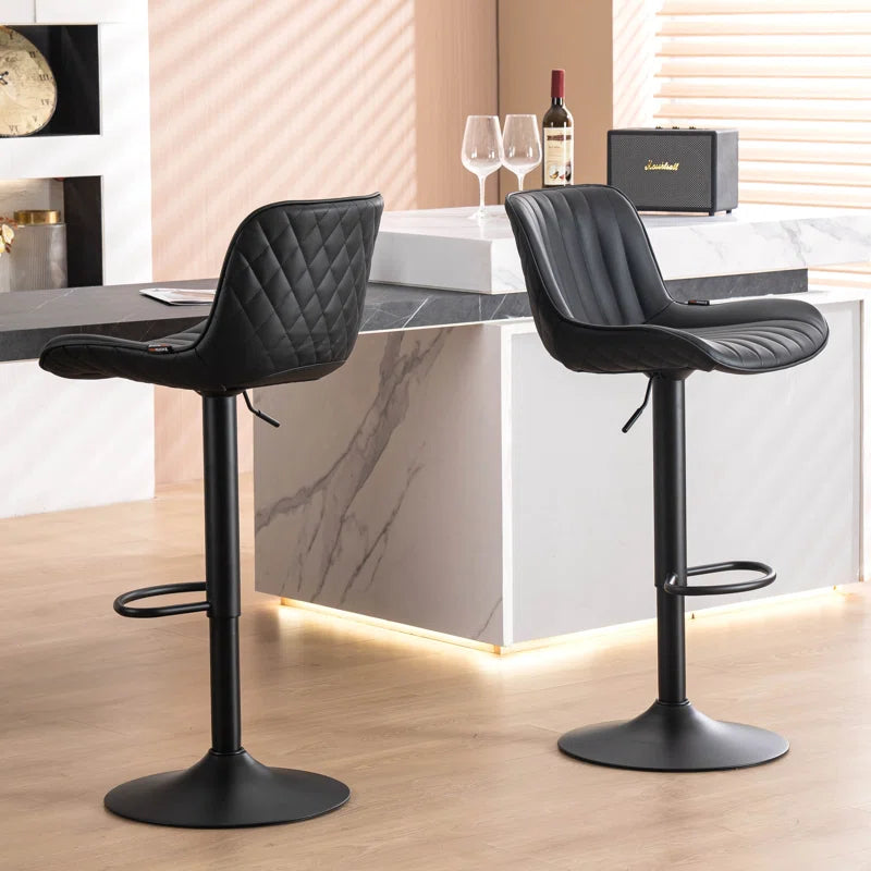 Brinitta Modern Swivel Adjustable Height Bar Stools, Leather Barstools Kitchen Island Counter Stool