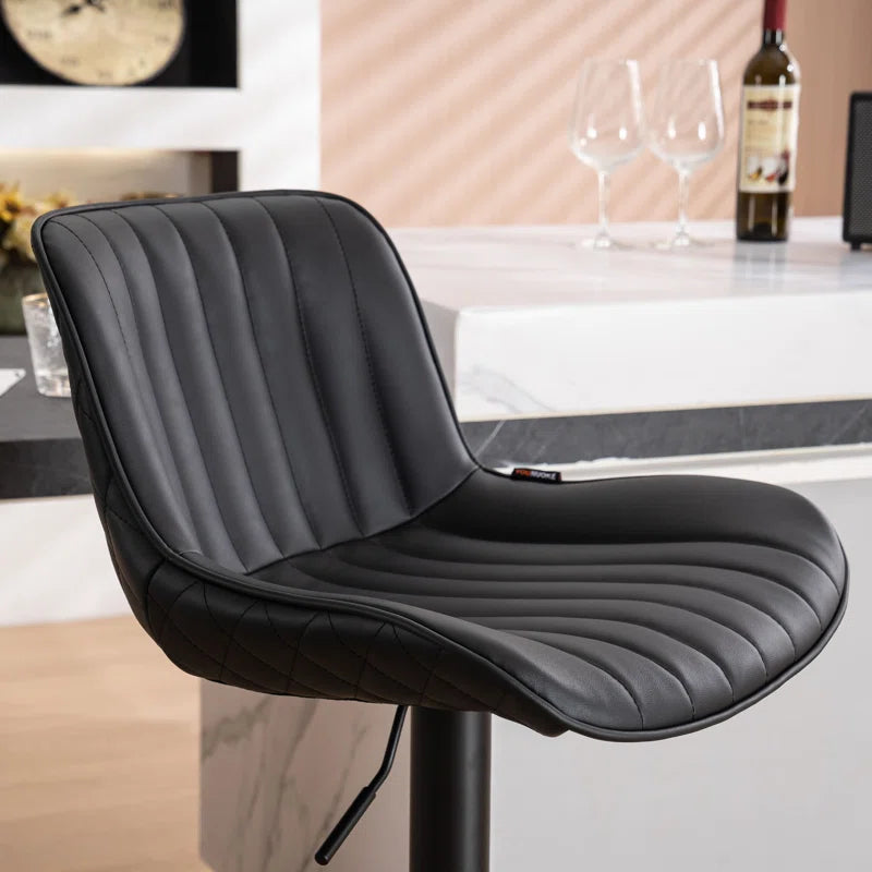 Brinitta Modern Swivel Adjustable Height Bar Stools, Leather Barstools Kitchen Island Counter Stool