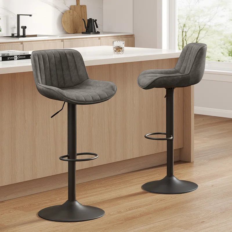 Almeida Swivel Upholstered Adjustable Height Bar & Counter Stool with Metal Frame