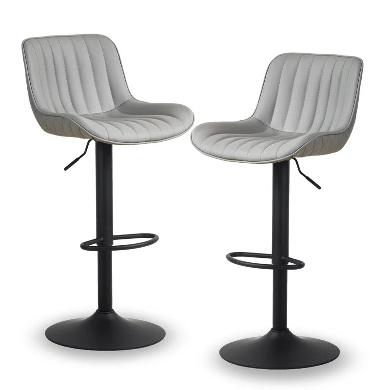 Brinitta Modern Swivel Adjustable Height Bar Stools, Leather Barstools Kitchen Island Counter Stool