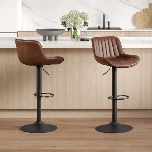 Almeida Swivel Upholstered Adjustable Height Bar & Counter Stool with Metal Frame