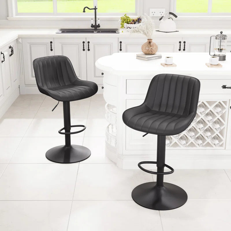 Brinitta Modern Swivel Adjustable Height Bar Stools, Leather Barstools Kitchen Island Counter Stool
