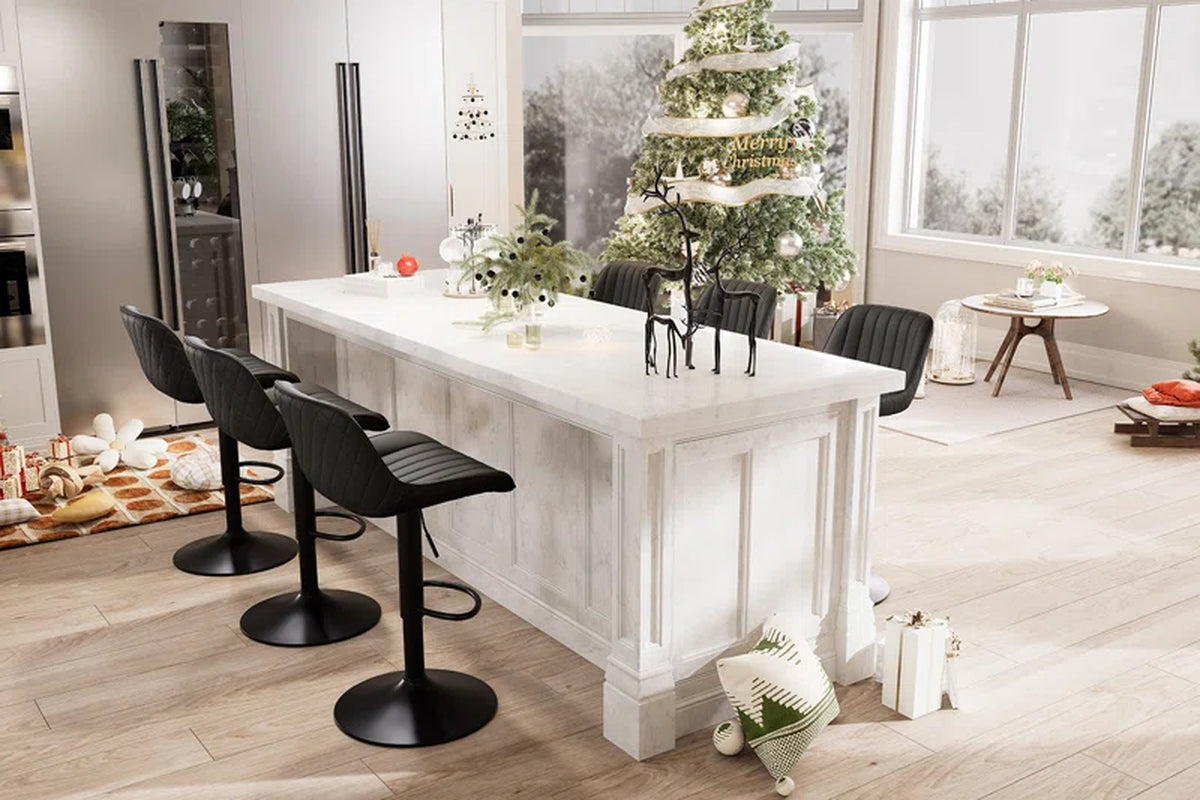 Brinitta Modern Swivel Adjustable Height Bar Stools, Leather Barstools Kitchen Island Counter Stool