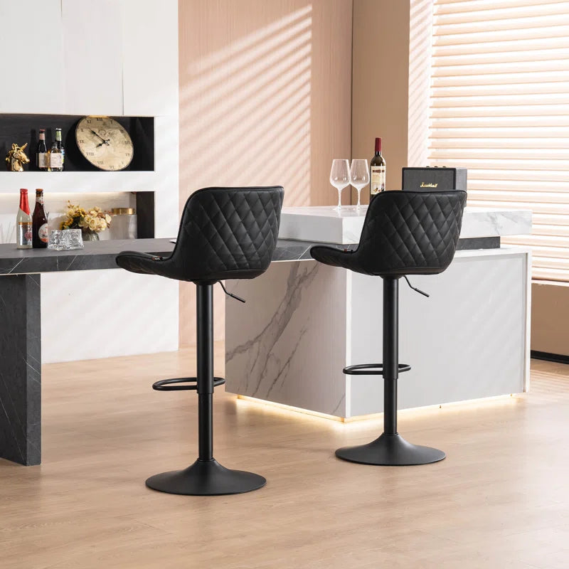 Brinitta Modern Swivel Adjustable Height Bar Stools, Leather Barstools Kitchen Island Counter Stool