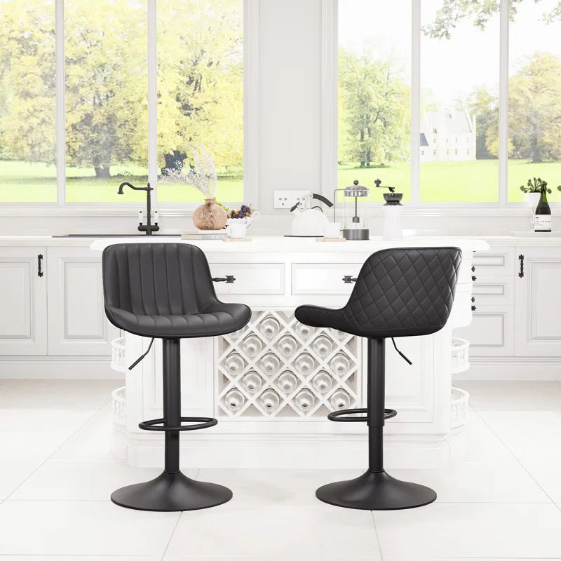 Brinitta Modern Swivel Adjustable Height Bar Stools, Leather Barstools Kitchen Island Counter Stool