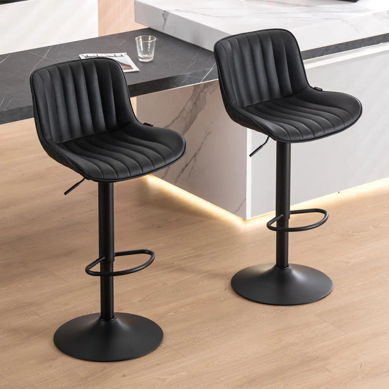 Brinitta Modern Swivel Adjustable Height Bar Stools, Leather Barstools Kitchen Island Counter Stool