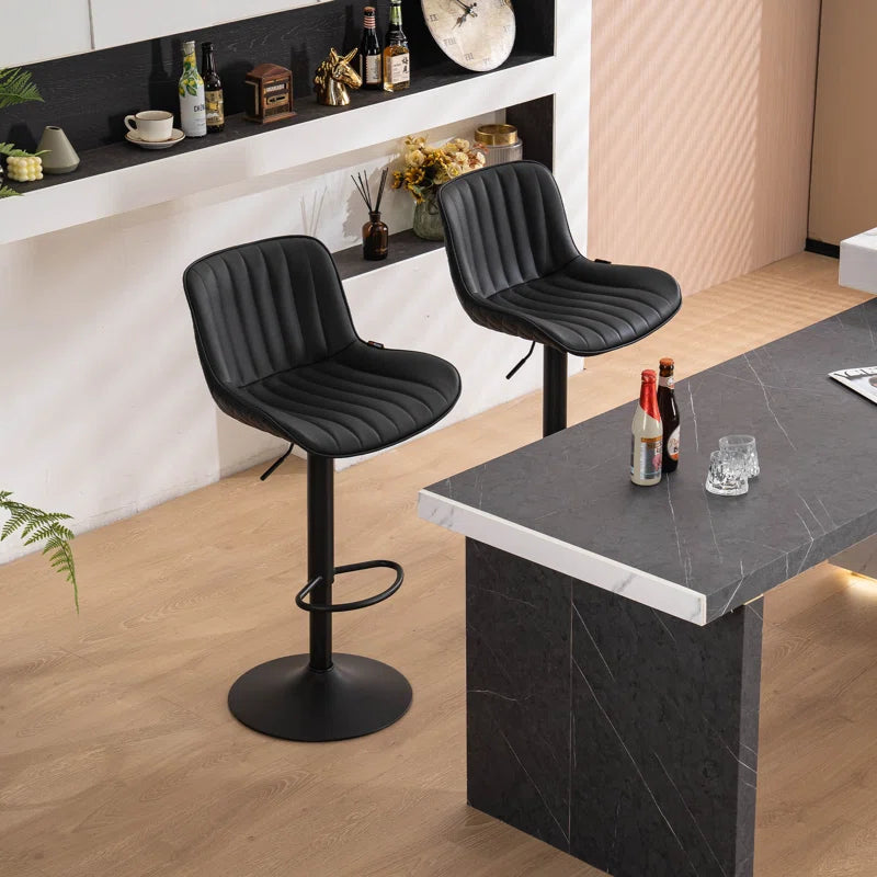 Brinitta Modern Swivel Adjustable Height Bar Stools, Leather Barstools Kitchen Island Counter Stool