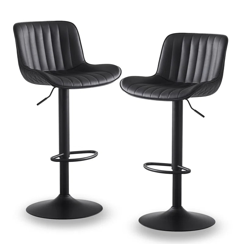 Brinitta Modern Swivel Adjustable Height Bar Stools, Leather Barstools Kitchen Island Counter Stool